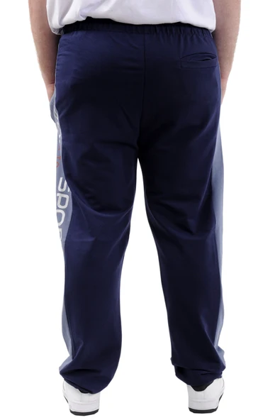 Mode XL Büyük Beden Erkek Eşofman Altı Cepli Baskılı SPORT 24516 İndigo - Resim 5