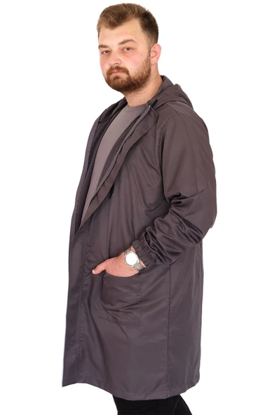 Mode XL Büyük Beden Erkek Yağmurluk Kapşonlu 22700 Antrasit - 2