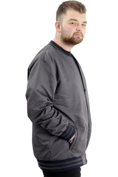 Mode XL Büyük Beden Erkek Çift Taraflı Mont 23652 Antrasit - Resim 3