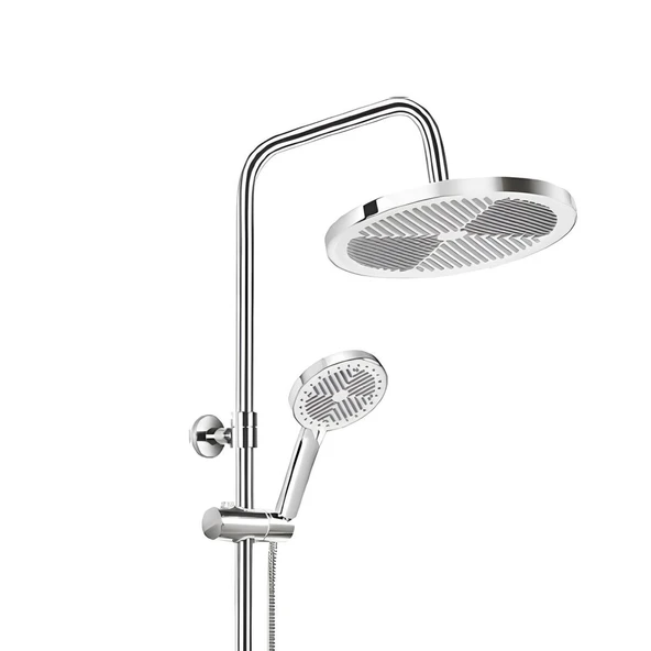 Anka Robot Duş Seti Tam Takım Beyaz Krom Lüks Yağmurlama Fonksiyonlu Yükseklik Ayarlı Duş Sistemi - Resim 6