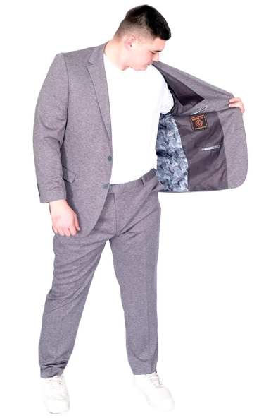 Mode XL Büyük Beden Erkek Takım Elbise Zara Tintin Basic 24020 Koyu Gri - Resim 5