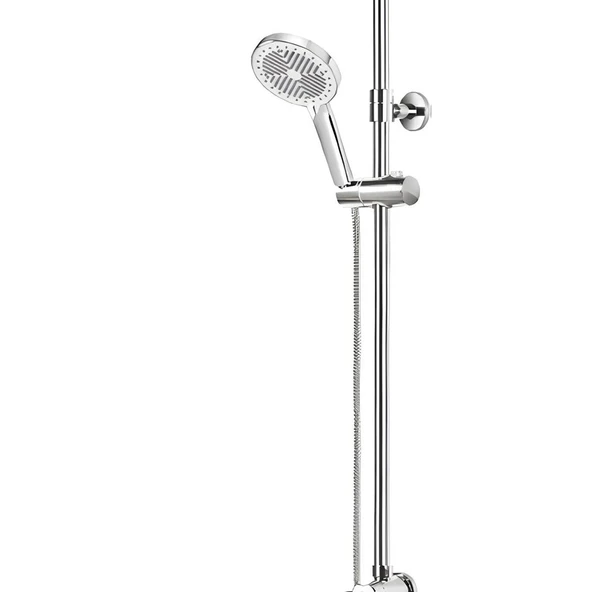 Anka Robot Duş Seti Tam Takım Beyaz Krom Lüks Yağmurlama Fonksiyonlu Yükseklik Ayarlı Duş Sistemi - Resim 3