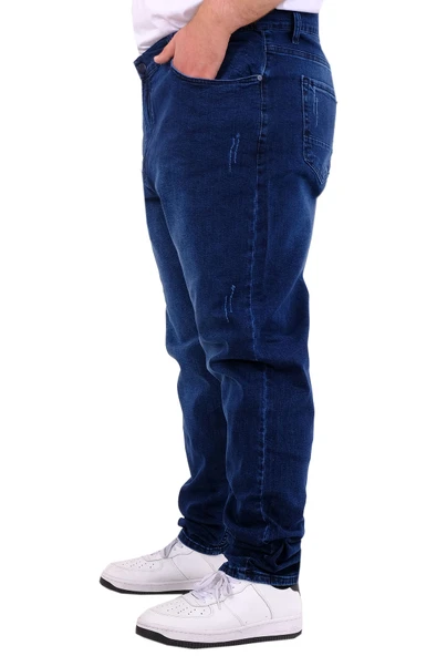 Mode XL Büyük Beden Erkek Klasik Kot Pantolon MARK 21920d Mavi - 4