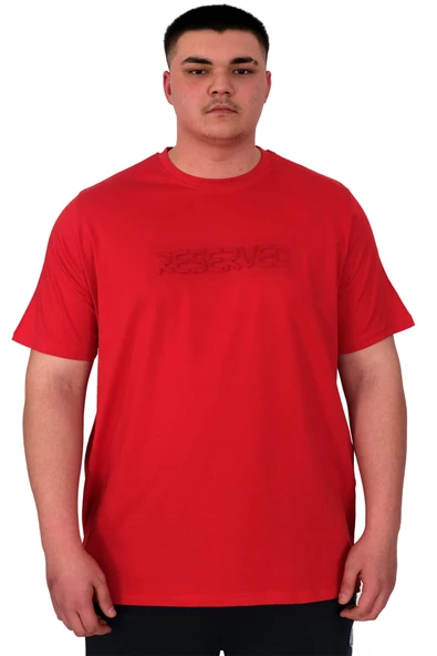 Mode XL Büyük Beden Erkek T-Shirt Bisiklet Yaka Reseve U25017 Kırmızı ürün görseli