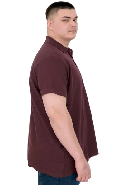 Mode XL Büyük Beden Erkek T-Shirt Polo Sail Boat U25302 Mürdüm - Resim 2