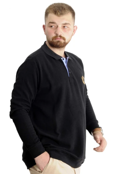 Mode XL Büyük Beden Sweat Selanik Crown Of A King 23447 Siyah - Resim 3