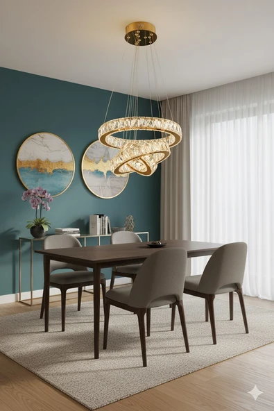 GN GEN AYDINLATMA Plaket Kristal Taş Işlemeli Gold Paslanmaz Ledli 20-30-40 cm 3 Renk - 5