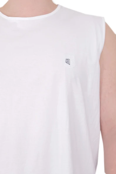 Mode XL Büyük Beden Erkek Atlet Nakışlı U25101 Beyaz - 4