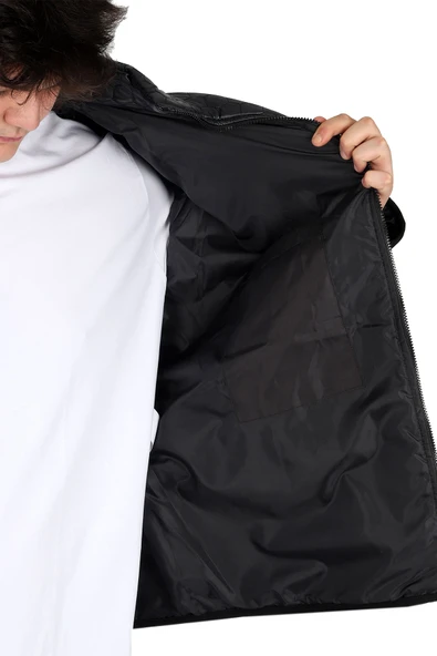 Mode XL Büyük Beden Erkek Dik Yaka Kapitone Mont U24614 Lacivert - Resim 5