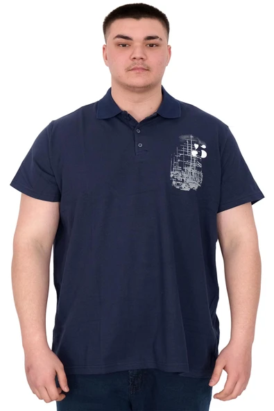 Mode XL Büyük Beden Erkek T-Shirt Polo Sail Boat U25302 Indigo ürün görseli
