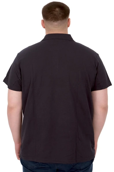 Mode XL Büyük Beden Erkek T-Shirt Polo Flag U25304 Lacivert - 3