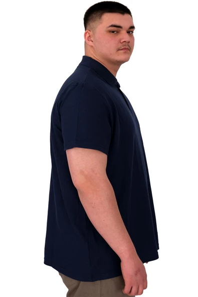 Mode XL Büyük Beden Erkek T-Shirt Polo Sea Bound U25303 Indigo - Resim 2