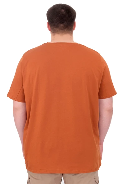 Mode XL Büyük Beden Erkek Baskılı T-Shirt Palm Dream U25026 Tarçın - Resim 3