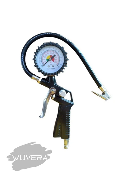 Wuvera Hava Saatli Şişirme Tabancası – Kesin Basınç için Hassas Manometre - Resim 3