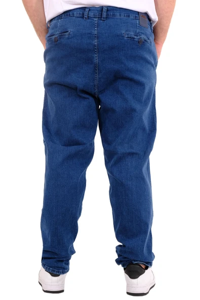 Mode XL Büyük Beden Erkek Kot Pantolon Yan Cep CHINO 18880 Açık Mavi - 4