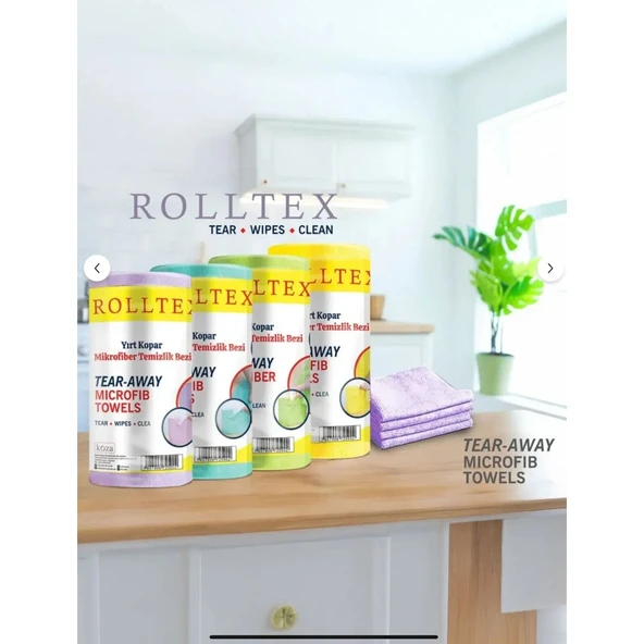 Rolltex 4'lü Paket 80'li 30X30CM Yırt Kopar %100 Mikrofiber Temizlik Bezi 4 Renk