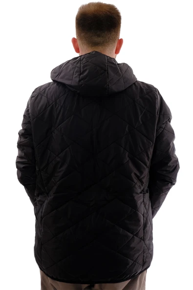Mode XL Büyük Beden Erkek Kapitone Mont Kapüşonlu U24606 Antrasit - Resim 4