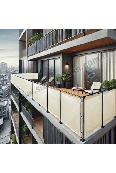 sizenelazım 50cm x 2.5m  Krem PVC Su Geçirmez Balkon Demiri Korkuluk Çit Branda ürün görseli