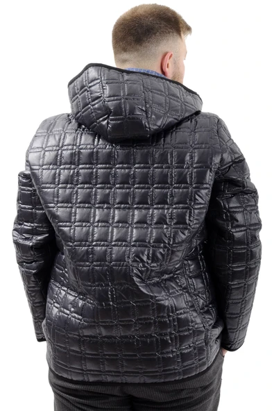 Mode XL Büyük Beden Erkek Kalın Şişme Mont Kapüşonlu U24605 Lacivert - Resim 4