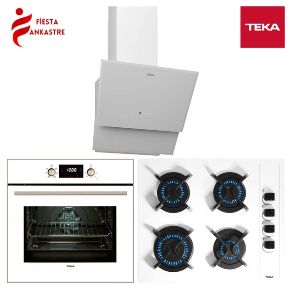TEKA CHEF 8 BEYAZ ANKASTRE SET ( HAK 627 WH FIRIN + GBC 64002 WH OCAK + TVT 60.1 WH DAVLUMBAZ ) ürün görseli