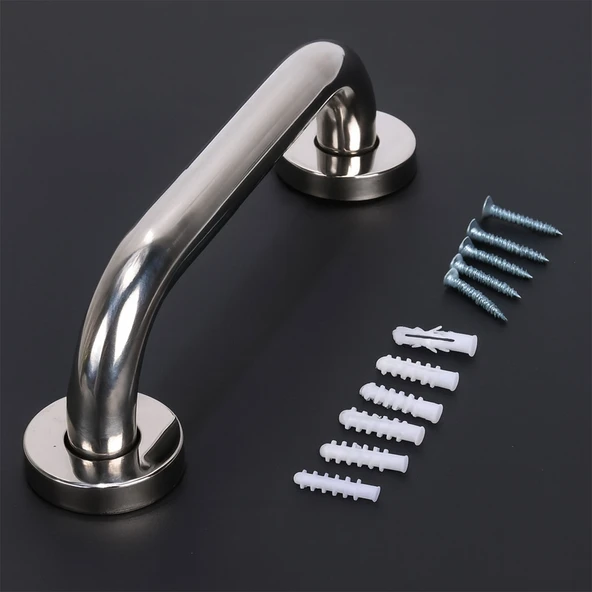 Tutunma Barı 40 cm Paslanmaz Metal 25 mm Çap Duvar Tipi Banyo Wc Destek Tutma Aparatı Kaymaz Saplı - 4