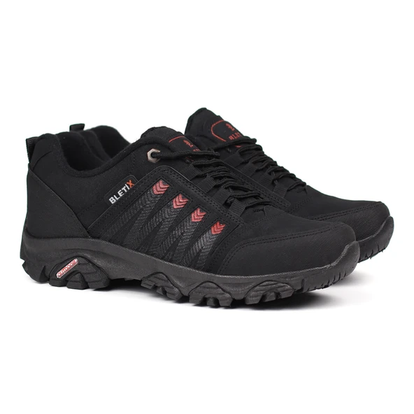 Erkek Siyah Kırmızı Outdoor Trekking Ayakkabı Kaymaz Taban Suya Dayanıklı Hafif Rahat Günlük Yürüyüş ve Dağ Spor Ayakkabısı - Resim 6
