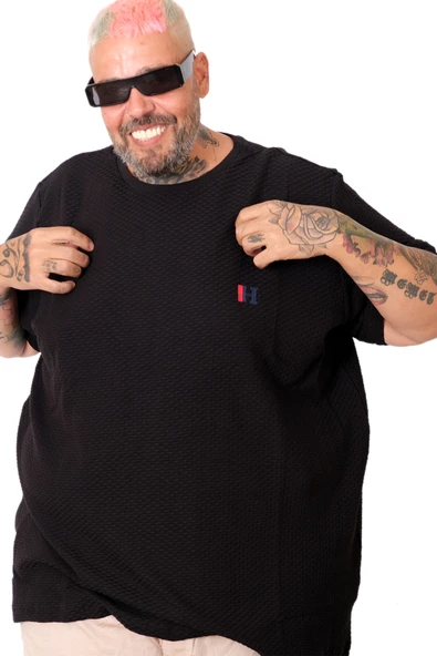 Mode XL Erkek Büyük Beden T-Shirt Petek U20038 - Resim 5