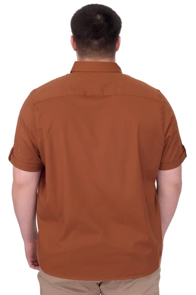Mode XL Büyük Beden Erkek Gabardin Gömlek Mode09 U25603 Tarçın - Resim 3