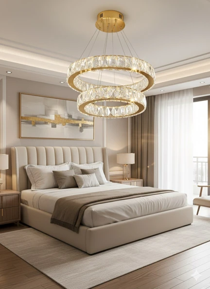 GN GEN AYDINLATMA Plaket Kristal Taş Işlemeli Gold Paslanmaz Ledli 30-40 cm - 6