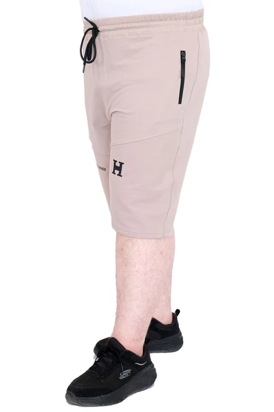 Mode XL Büyük Beden Erkek Şort 2 İplik Parçalı U25504 Gri - Resim 2