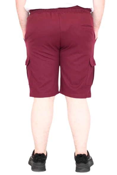 Mode XL Büyük Beden Erkek Şort Kargo Cep WAFFLE 23500 Mürdüm - Resim 4