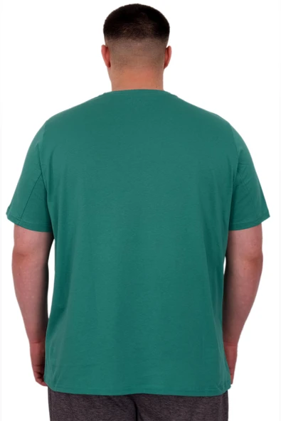 Mode XL Büyük Beden Erkek T-Shirt Bisiklet Yaka Statue U25004 Çağla - Resim 3