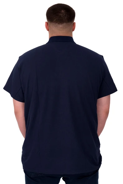 Mode XL Büyük Beden Erkek T-Shirt Polo Sail U25301 Indigo - Resim 3