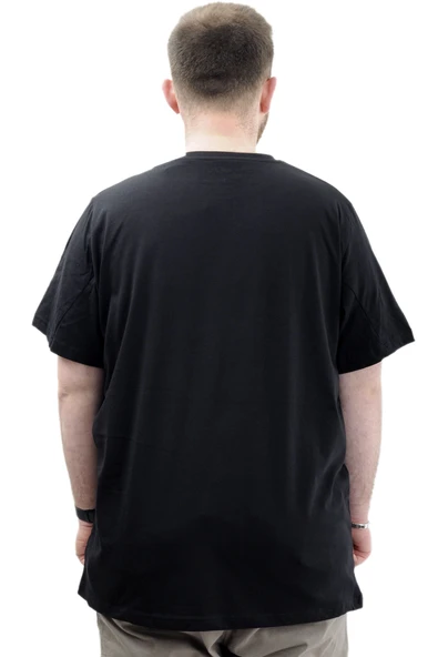 Mode XL Büyük Beden Baskılı Erkek T-Shirt Bisiklet Yaka SIMPLICITY U24046 Siyah - Resim 4