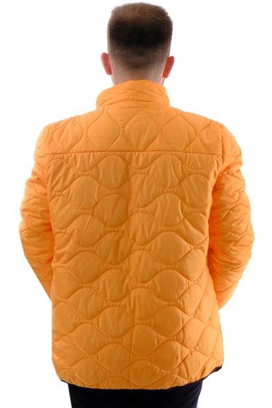 Mode XL Büyük Beden Erkek Dik Yaka Kapitone Mont U24601 Hardal - 4