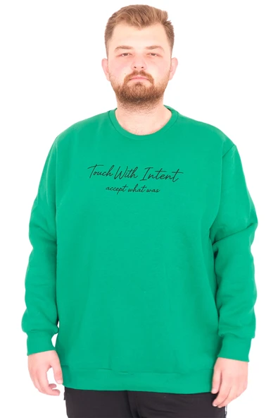 Mode XL Büyük Beden Erkek Bisiklet Yaka Sweatshirt TOUCH WITH INTENT U25804 Bennetton ürün görseli 1