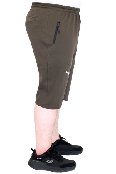 Mode XL Büyük Beden Erkek Şort 2 İplik Parçalı U25504 Haki - 3