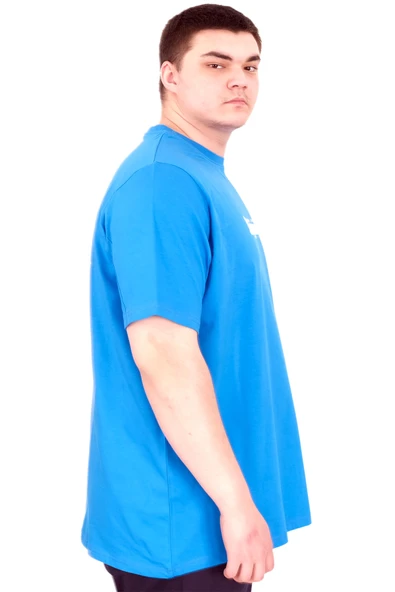 Mode XL Büyük Beden Erkek T-Shirt Bisiklet Yaka DIMENSION U25025 Saks - Resim 3