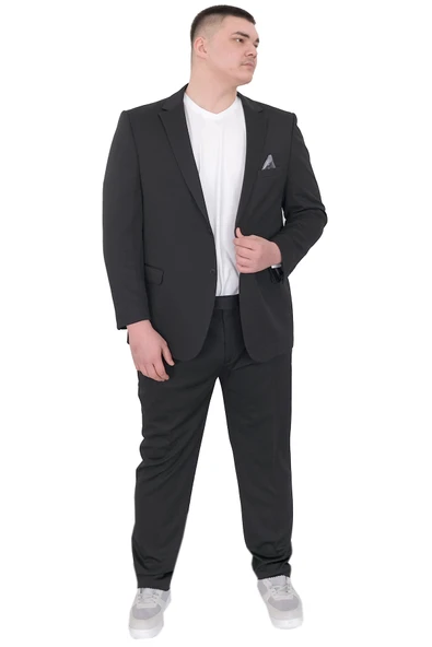 Mode XL Büyük Beden Erkek Takım Elbise Tintin Basic All 24020 Siyah