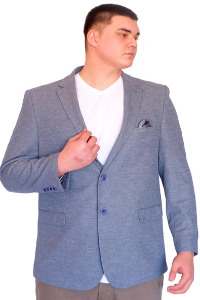 Mode XL Büyük Beden Erkek Klasik Blazer Ceket BRITANYA 23028 MAVI - 2