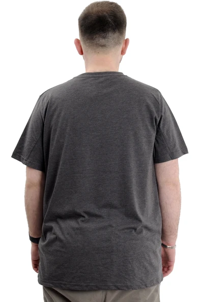 Mode XL Büyük Beden Baskılı Bisiklet Yaka Erkek Tişört THINKERS U24043 Antramelanj - Resim 4