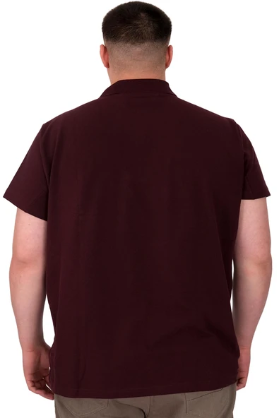 Mode XL Büyük Beden Erkek T-Shirt Polo Sea Bound U25303 Mürdüm - Resim 4