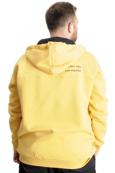 Mode XL Büyük Beden Erkek Sweat Kapşon Focus 23539 Hardal - Resim 4