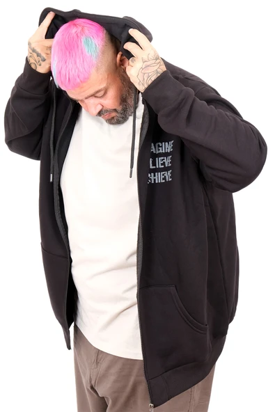 Mode XL Erkek Büyük Beden Sweat Kapşon Ferm. Baskılı 24538 - Resim 5