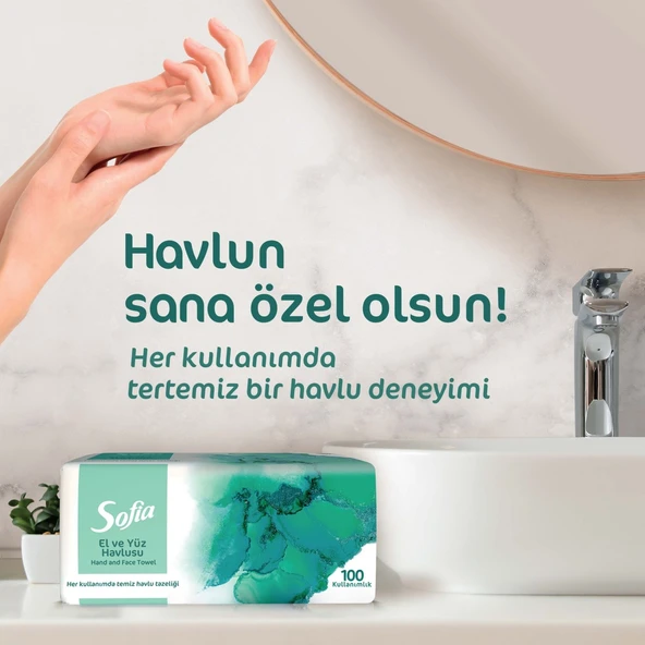 Sofia 100'lü El ve Yüz Havlusu 2 Paket Yumuşak Doku ile Mükemmel Kurulama Sağlar - Resim 5