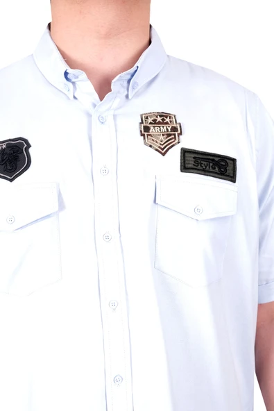 Mode XL Büyük Beden Erkek Gömlek Çift Kapaklı Gabardin U25601B Mavi - Resim 5