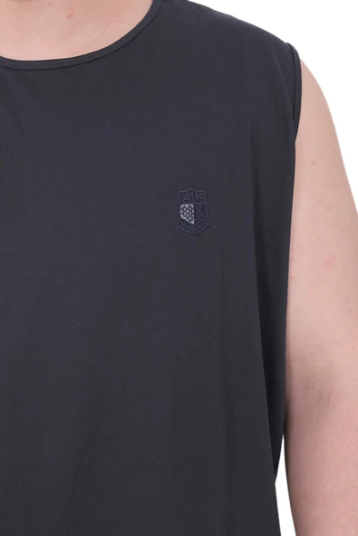 Mode XL Büyük Beden Erkek Atlet Nakışlı U25101 Lacivert - 4