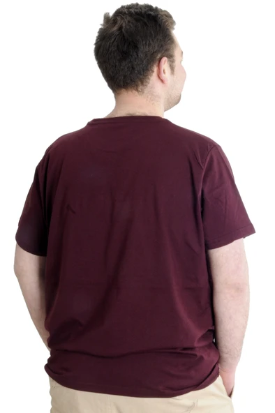 Mode XL Büyük Beden Erkek T-shirt DENIM 23115 Mürdüm - Resim 4