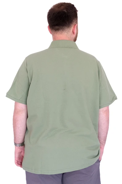 Mode XL Büyük Beden Erkek T-Shirt Polo Yaka REAL U25309 Çağla - 4