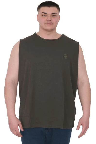 Mode XL Büyük Beden Erkek Atlet Nakışlı U25101 Haki